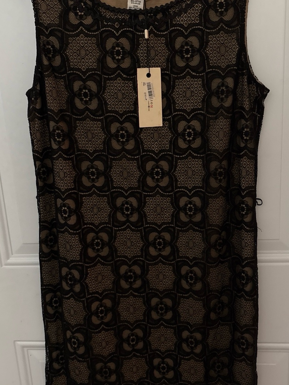 Studio M Black Lace Overlay Top with Nude Lining Size M